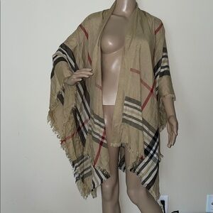 Designer inspired Plaid Tan Women's Shawl